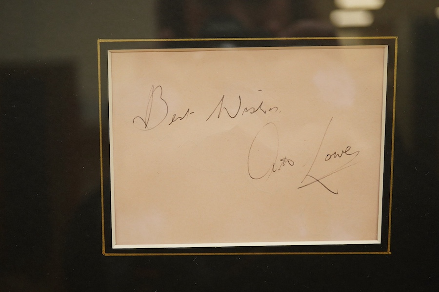 A framed and mounted display of ten autographs from the cast of Dad's Army, together with two photographs, signatures include